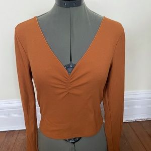 Never worn, long sleeved ruched neck line top! (Target)